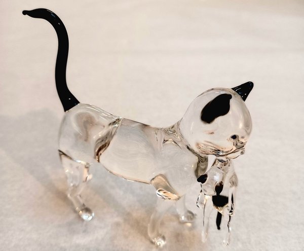 Sculpture maman chat en verre borosilicate