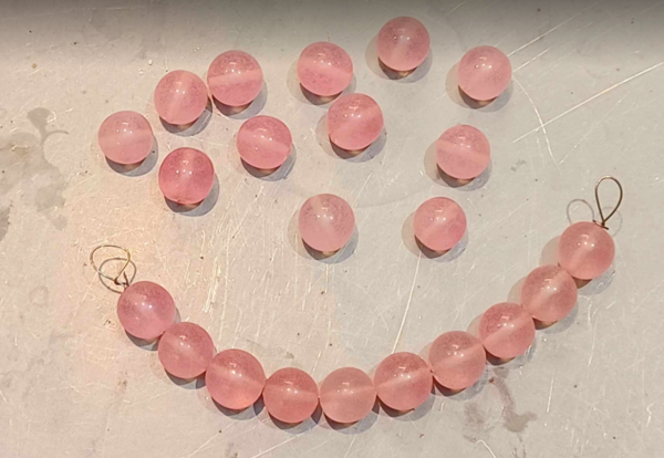 Perles rose quartz dépolies 12mm lot de 12